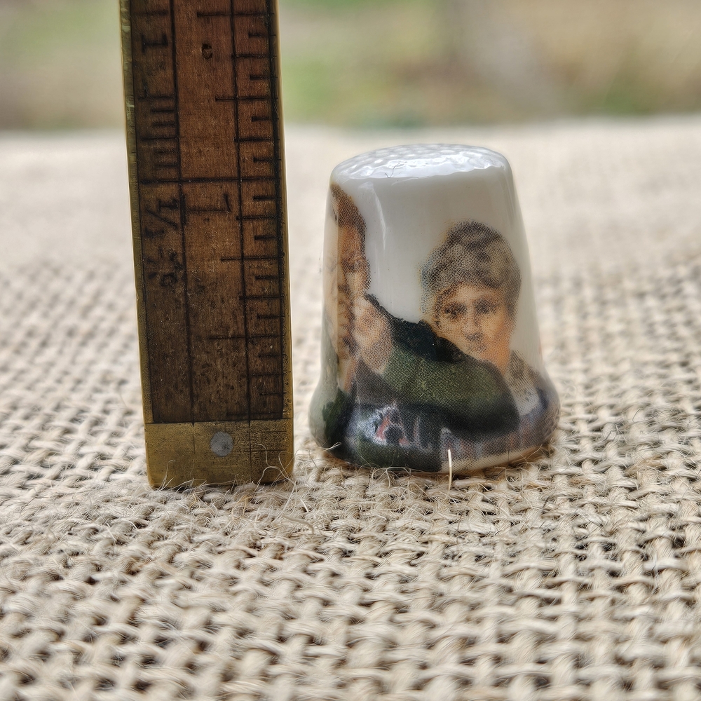 Decorative Collectible Thimble with Norman Rockwell Helping Mother Design
